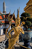 Bangkok Grand Palace, Wat Phra Kaew, a Thepnorasi a creature from Himaphan forest, with a body half man (or angel) and half lion (or singha). 